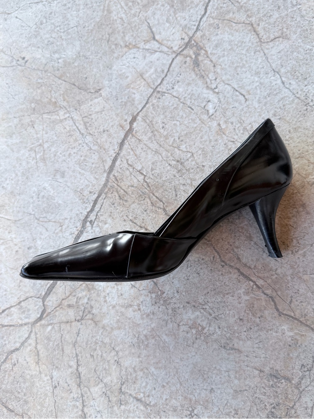 Archival PRADA F/W 1999 Black Patent Leather Square Toe Center Seam Heels Pumps - Picture 7 of 11